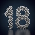 Number 18 made out of many footballs Royalty Free Stock Photo