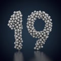 Number 19 made out of many footballs Royalty Free Stock Photo
