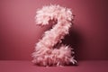 number 2 made with pink feathers, AI generated