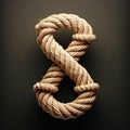 number 8 made with rope on dark background generative AI Royalty Free Stock Photo