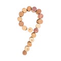 The number 9 is made from wine corks, close-up. Isolated on white background Royalty Free Stock Photo