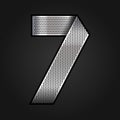 Number metal chrome ribbon - 7 - seven