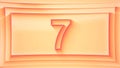 7 Number. Minimalistic embossed number with glittering lights and dynamic shading.