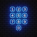 Number neon on light background. Vector illustration. Ui design. Telephone sign. Smartphone vector icon. Phone icon set Royalty Free Stock Photo