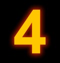 Number 4 neon light full isolated on black Royalty Free Stock Photo