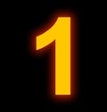 Number 1 neon light full isolated on black Royalty Free Stock Photo