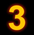 Number 3 neon light full isolated on black Royalty Free Stock Photo