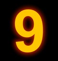 Number 9 neon light full isolated on black Royalty Free Stock Photo