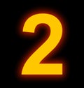 Number 2 neon light full isolated on black Royalty Free Stock Photo