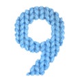 Number 9 nine alphabet, color blue Royalty Free Stock Photo