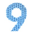 Number 9 nine alphabet, color blue Royalty Free Stock Photo