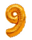 Number 9 nine from balloons orange