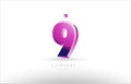 number 9 nine black white pink logo icon design