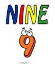 Number nine cartoon number illustartion