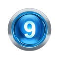 Number nine icon blue with