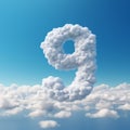 Cloud Sculpted Number Nine In Vibrant Blue Sky