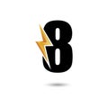 Number nine 9 Thunder Bolt Logo Design