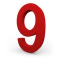 Number Nine on White Background