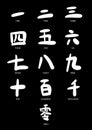 Number numeral Chinese font one two three four five six seven eight nine zero graffiti graphic word black white Second