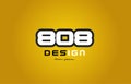 808 number numeral digit white on yellow background Royalty Free Stock Photo
