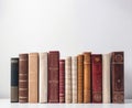 Number of old ancient books, library of knowledge textbooks. White background isolate. AI generated. Royalty Free Stock Photo