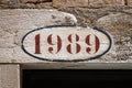 Number 1989 on an old house in Venice Royalty Free Stock Photo