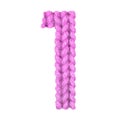 Number 1 one alphabet, color pink