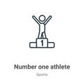 Number one athlete outline vector icon. Thin line black number one athlete icon, flat vector simple element illustration from Royalty Free Stock Photo