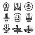 Number one. Badges or banners award or business achievements vector monochrome set Royalty Free Stock Photo