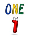 Number one cartoon number illustartion Royalty Free Stock Photo