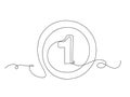 Number one in circle continuous one line art isolated vector illustration