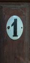 The number one door sign on the retro door