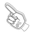 Number one is the fan`s glove.Fans single icon in outline style vector symbol stock illustration. Royalty Free Stock Photo