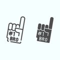 Number one glove line and solid icon. Foam finger number 1 vector illustration isolated on white. Fan hand outline style Royalty Free Stock Photo