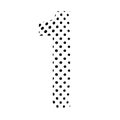 Number One, 1 in halftone. Dotted illustration isolated on a white background. Vector illustration Royalty Free Stock Photo