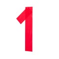 Number one made from red scotch tape on a white background Royalty Free Stock Photo