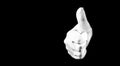 Number one 1 - a male hand wearing white glove isolated on black background. OK symbol, I agree gesture Royalty Free Stock Photo