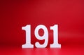 Number One nine One  191  on Red Background with Copy Space - Police emergency call number Concept Royalty Free Stock Photo