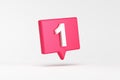 Number one 1 on pink speech bubble on white background Royalty Free Stock Photo