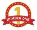 Number one with red ribbon icon. Winner concept. 1st place Poster or brochure template. flat style