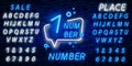 Number One symbol neon sign vector. First, Number One template neon icon, light banner, neon signboard, nightly bright advertising