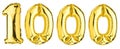 Number One thousand 1000 balloons. Helium balloon. Golden Yellow foil color. Followers, Subscribers