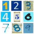 Number one to nine in blue Royalty Free Stock Photo