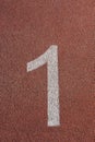 Number one track on a Athletics track on the public stadium Royalty Free Stock Photo