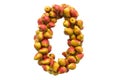 Number 0 from pears, 3D rendering Royalty Free Stock Photo