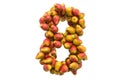 Number 8 from pears, 3D rendering Royalty Free Stock Photo