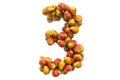 Number 3 from pears, 3D rendering Royalty Free Stock Photo