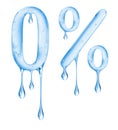 Number 0 and percent sign is made of viscous liquid Royalty Free Stock Photo