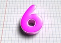 Number 6 pink 3D. Royalty Free Stock Photo