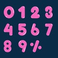 Number pink zero to nine vector design for business. Royalty Free Stock Photo